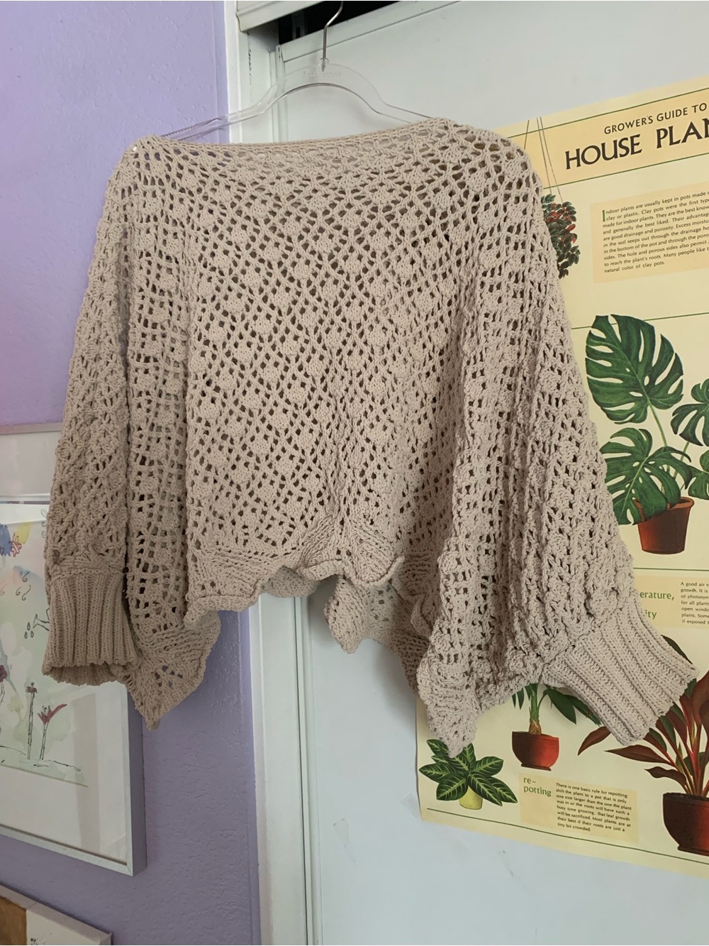 Crocheted Openwork Women's Sweater - Beige